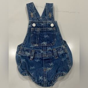 Old Navy Blue Denim Overalls with Butterfly Design